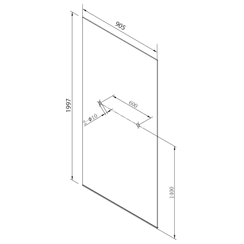 ARCHITEX kalené čiré sklo, 905x1997x8mm, otvory pro poličku AL2225-D