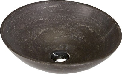 BLOK 1 kamenné umyvadlo na desku Ø 40cm, matný tmavý kámen 2401-02