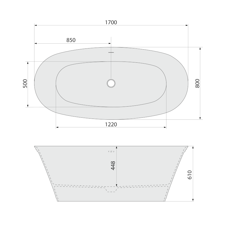 FLORINA volně stojící vana litý mramor, 170x80x61cm, bílá 93858