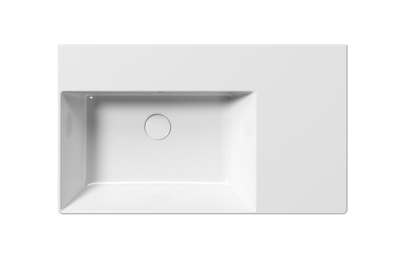 KUBE X keramické umyvadlo 80x47cm, s odkládací plochou vpravo, bez otvoru, bílá ExtraGlaze 9456011