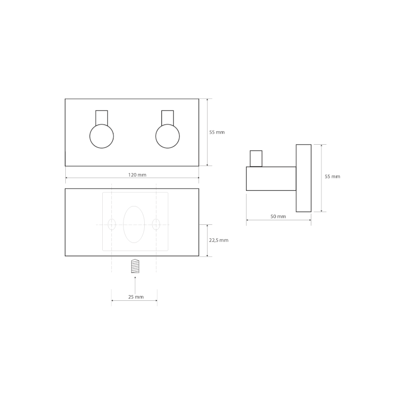 X-SQUARE dvojháček, chrom XQ206