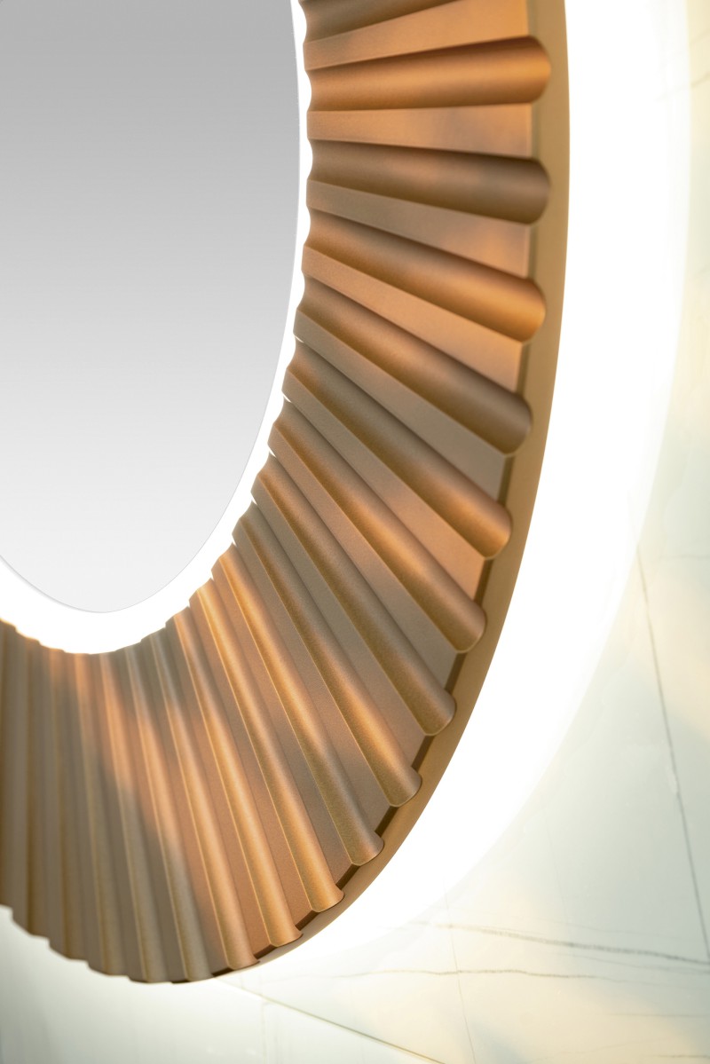 PRIDE STRIP kulaté zrcadlo s LED osvětlením v rámu ø 75cm, bronz PD754
