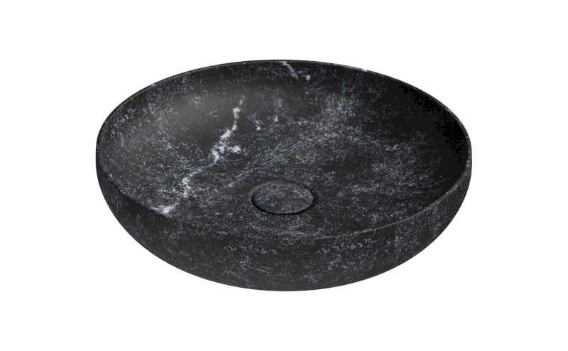 ALTACERAMICA keramické umyvadlo na desku, průměr 40cm, mramor/černá mat AC30736