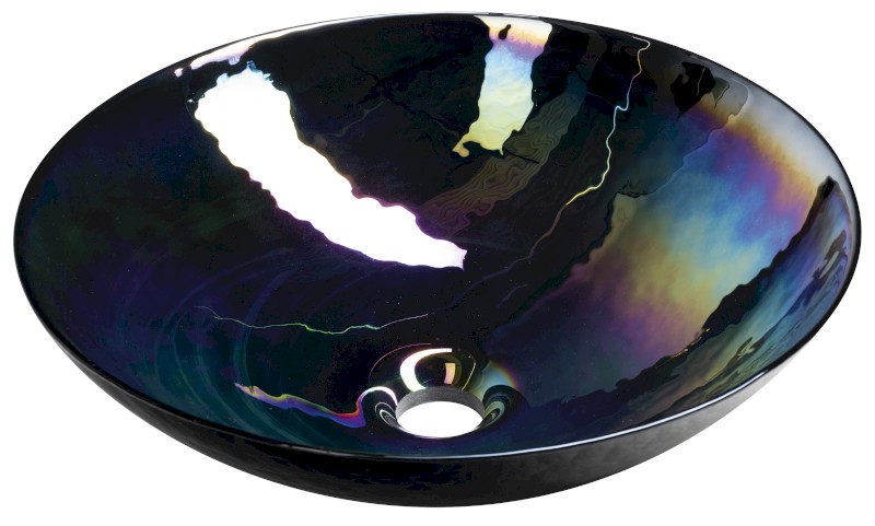 DECORA NERO MURANO skleněné umyvadlo na desku, průměr 41cm, černá YM1237