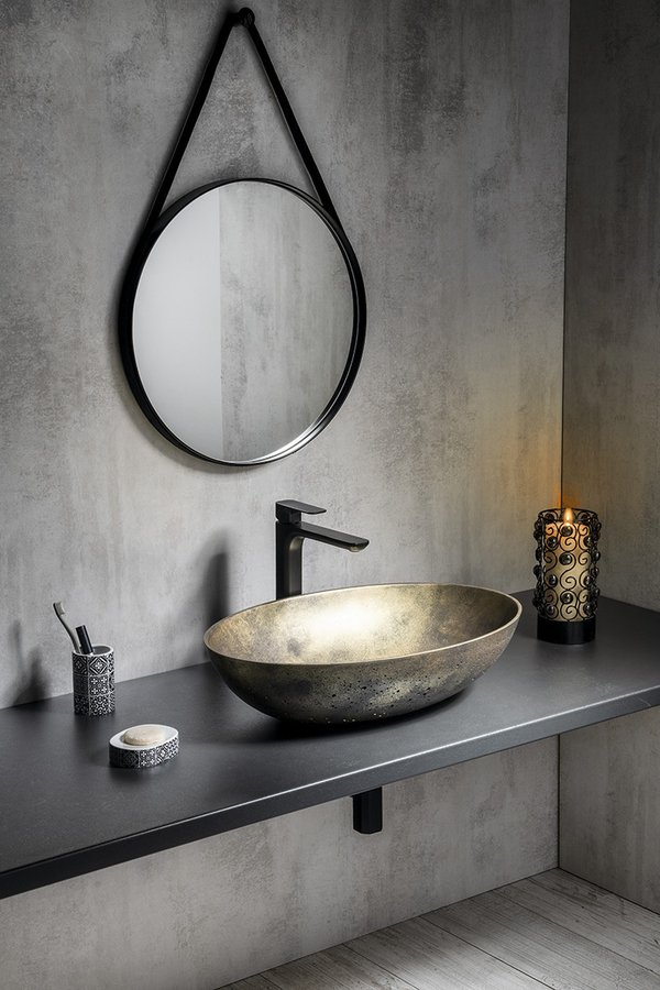 FORMIGO betonové umyvadlo na desku, 60x40cm, zlato mat FG218