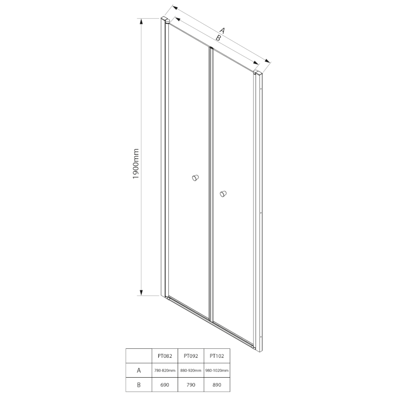 PILOT otočné sprchové dveře dvojkřídlé 1000mm PT102