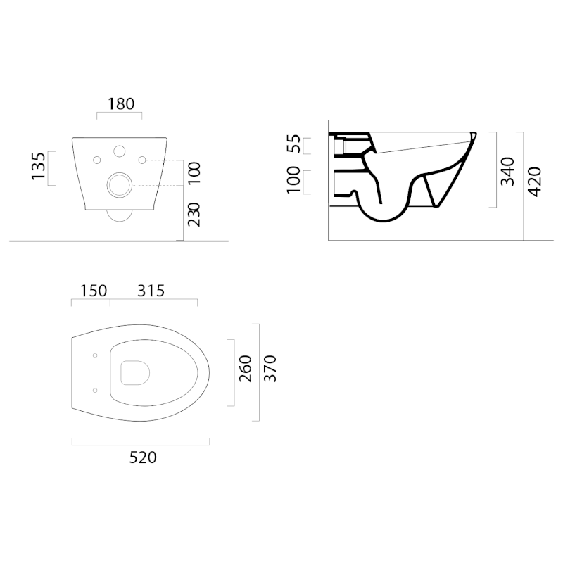 MODO závěsná WC mísa, Swirlflush, 37x52cm, creta dual-mat 981608