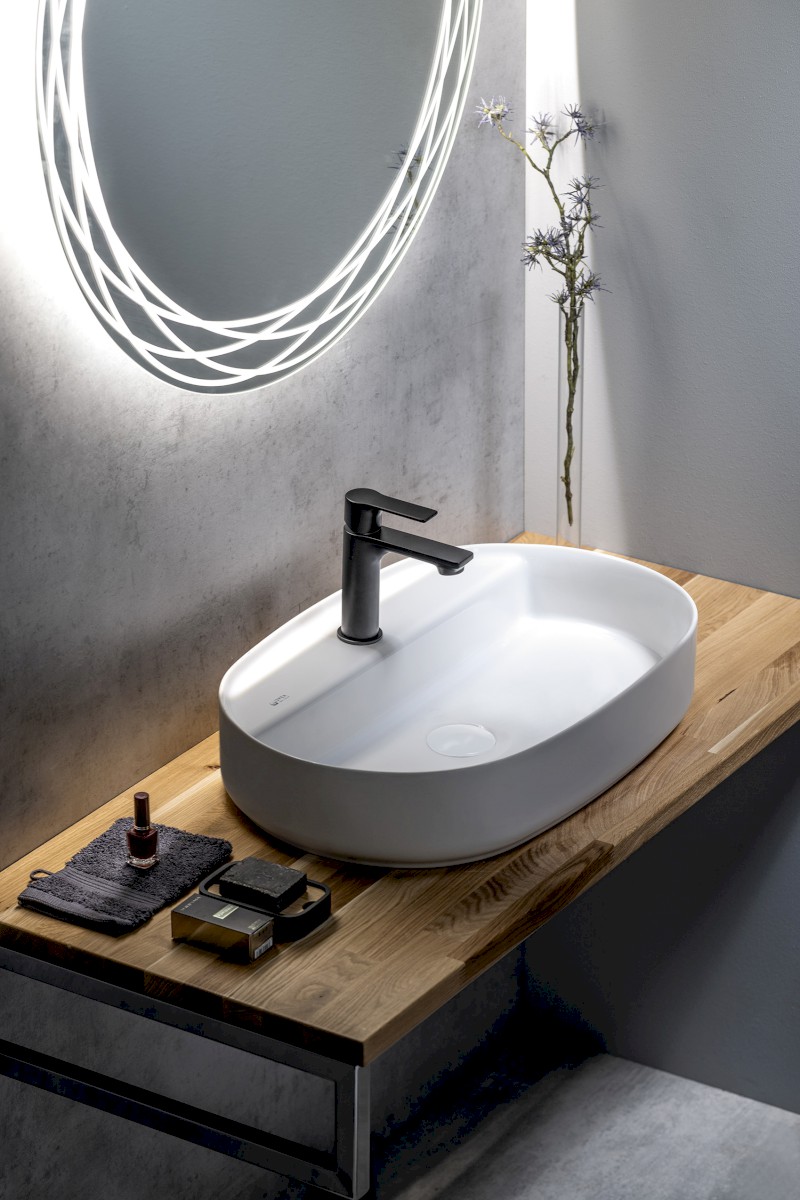 INFINITY OVAL keramické umyvadlo na desku, 60x40cm, bílá mat 10NF65060-2L