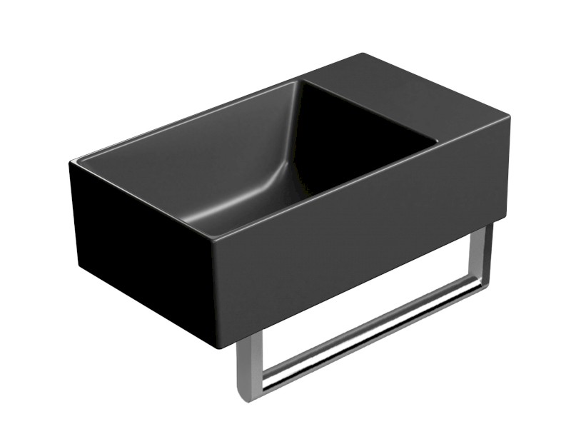 KUBE X keramické umývátko 40x23cm, bez otvoru, pravé/levé, černá mat 9484026