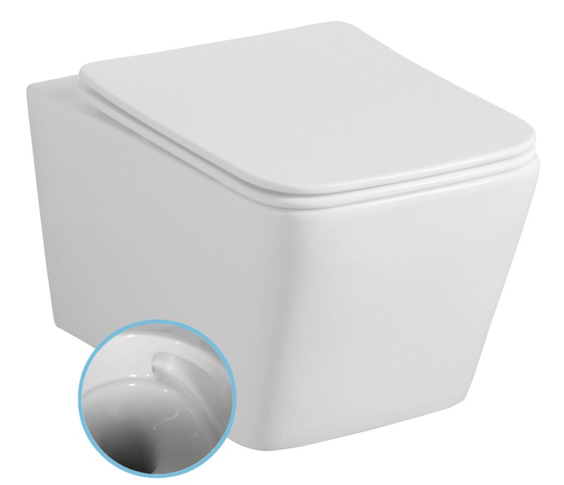 PORTO závěsná WC mísa, Vortex Rimless, 35,5x52cm, bílá PZ102V