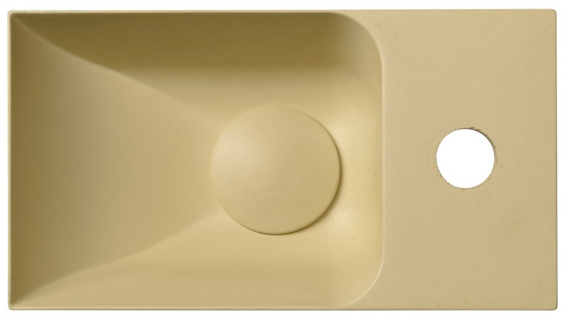 PICCOLINO betonové umývátko 30,8x17cm, baterie vpravo, žlutá mat PK30522