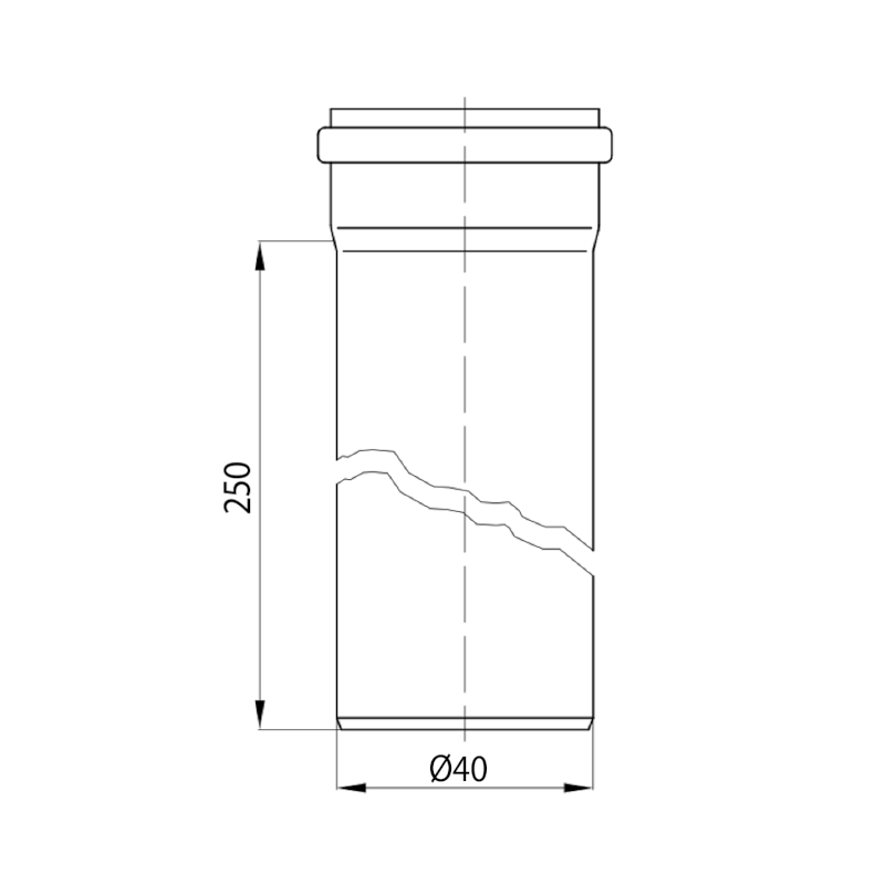 Prodlužovací odpadní trubka sifonu, DN40/250mm, bílá 151.182.0