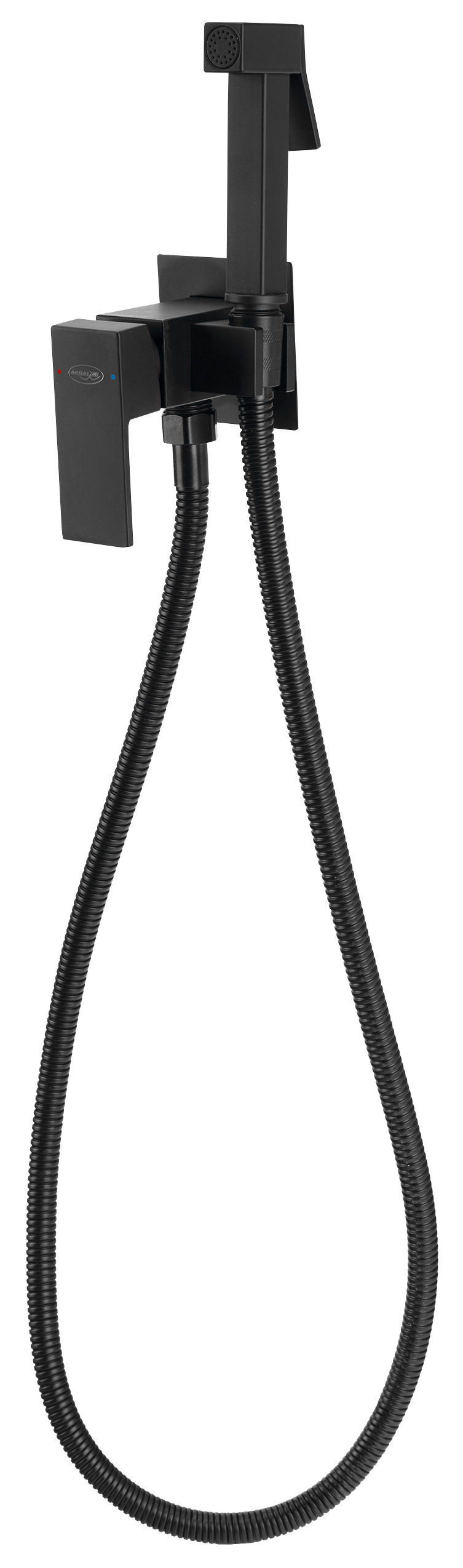 Podomítková bidetová baterie se Stop sprškou, hadice 1,2m, hranatá, černá mat SK301B