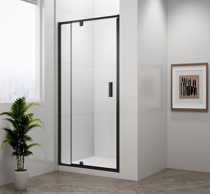 EASY BLACK sprchové dveře otočné 760-900mm, čiré sklo EL1615B