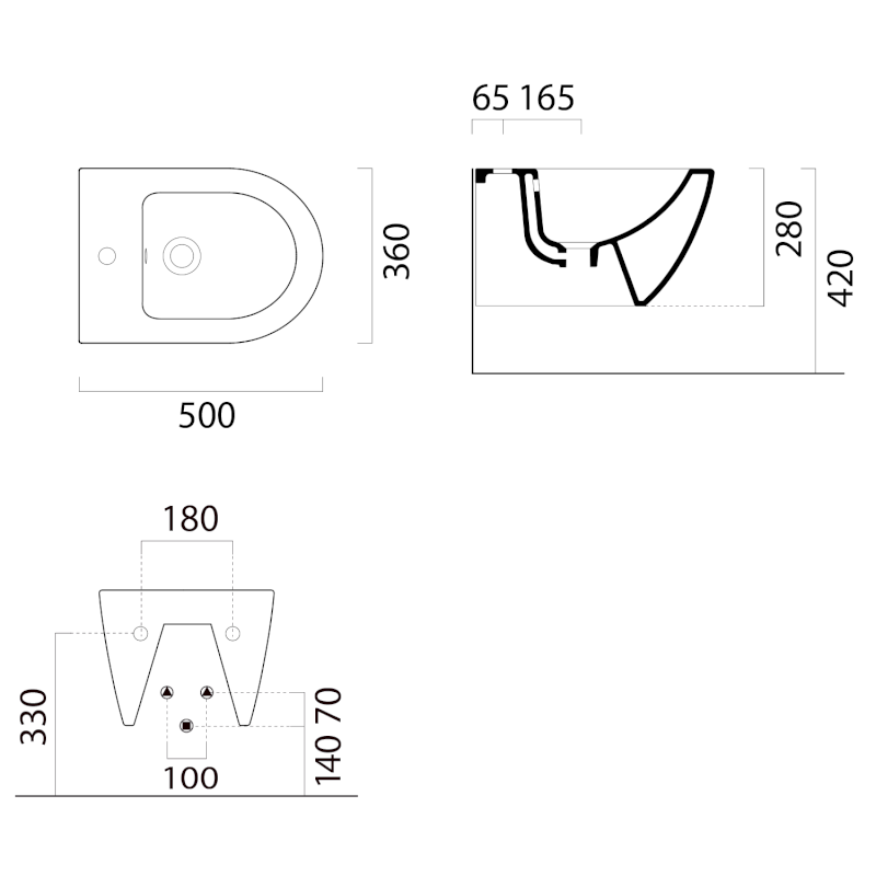 PURA bidet závěsný 36x50cm, tortora mat 8864105
