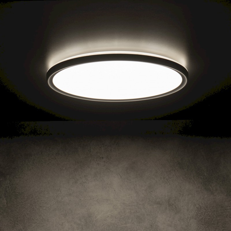 AZPO stropní LED svítidlo, ø 225mm, 11,8W, 3000/4000/6000K, IP54, černá mat 31513