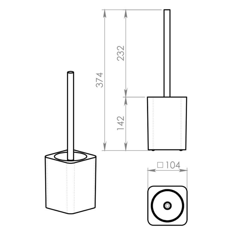 ARIES WC štětka na postavení, šedá AR3308