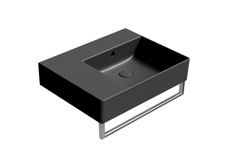 KUBE X keramické umyvadlo 60x47cm, s odkládací plochou vlevo, bez otvoru, černá mat 9439026