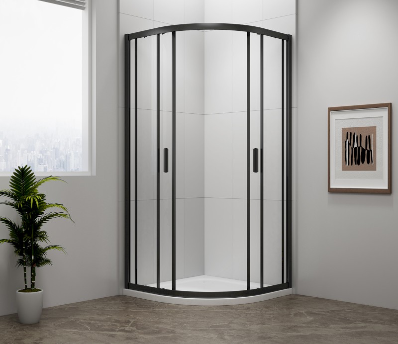 EASY BLACK čtvrtkruhová sprchová zástěna 800x800mm, L/R, čiré sklo EL2515B