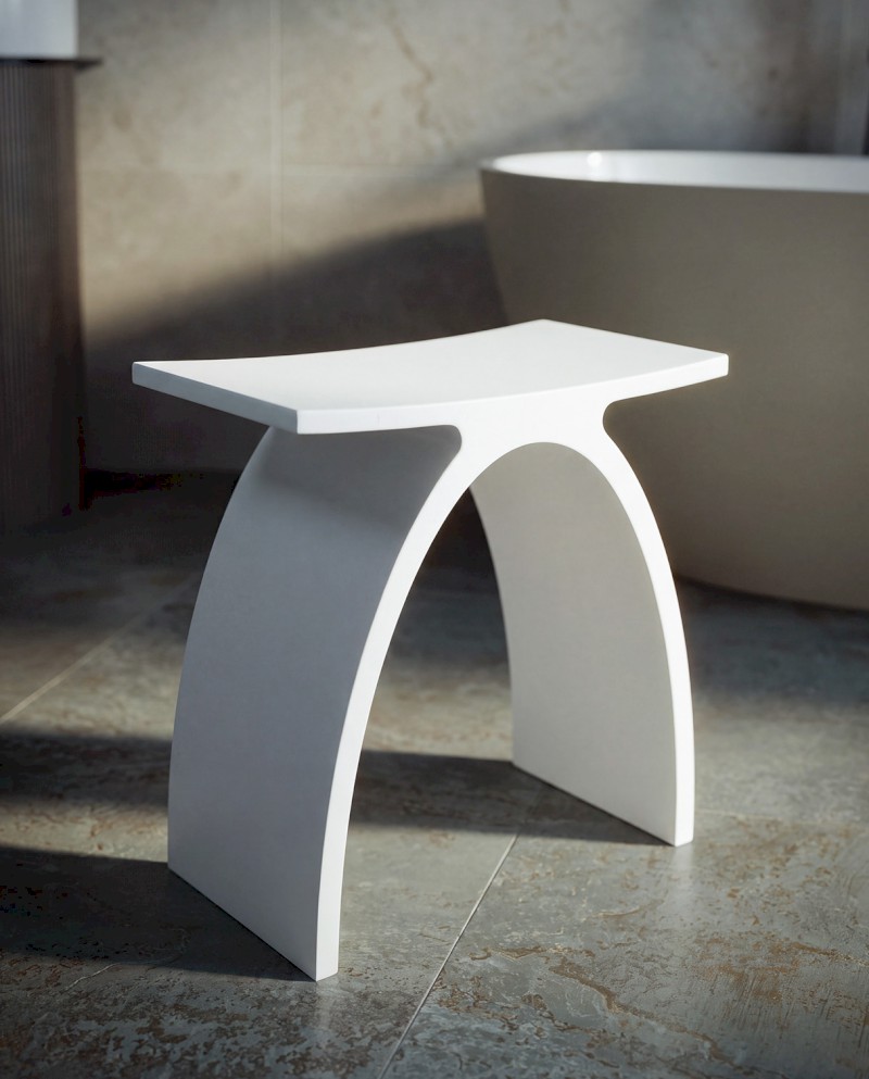 KORAL koupelnová stolička 43x43x23,5cm, solid surface, bílá mat WF434