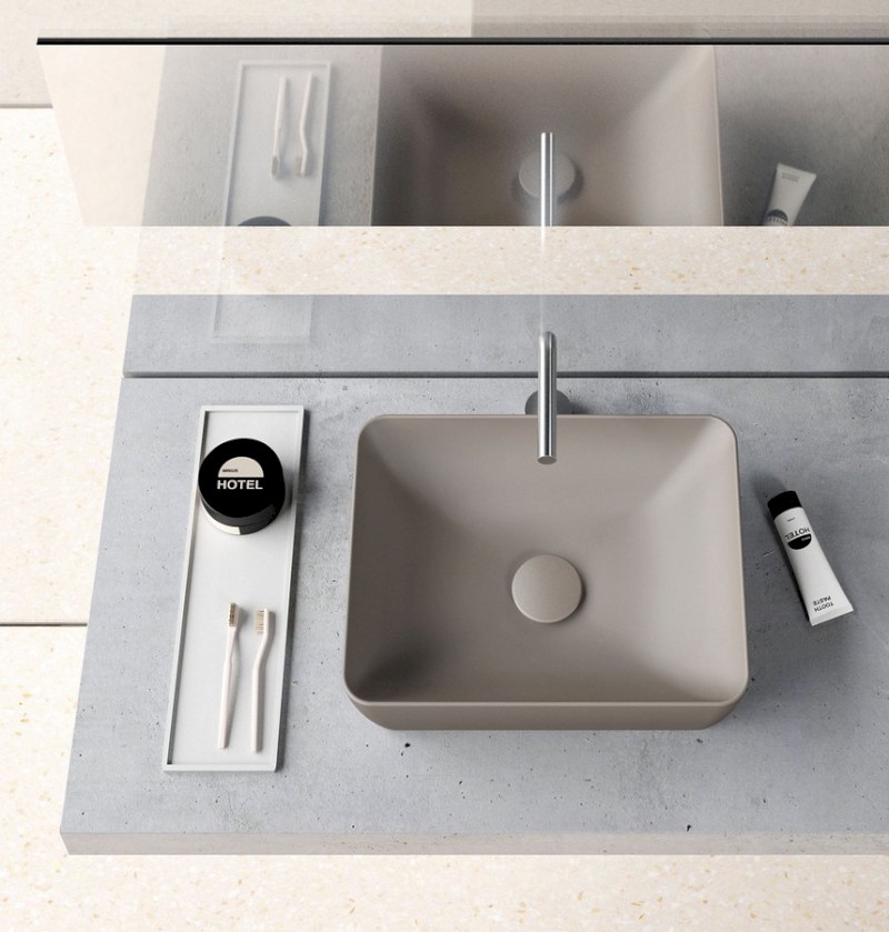 SAND/NUBES keramické umyvadlo na desku 50x38cm, tortora mat 903705