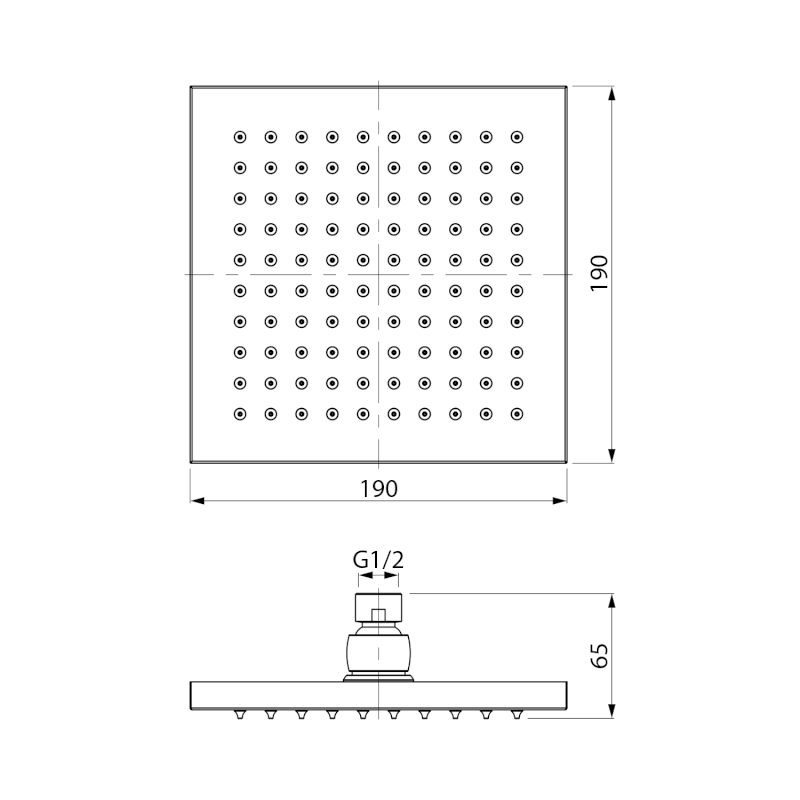 Hlavová sprcha, 190x190mm, ABS/chrom S2079