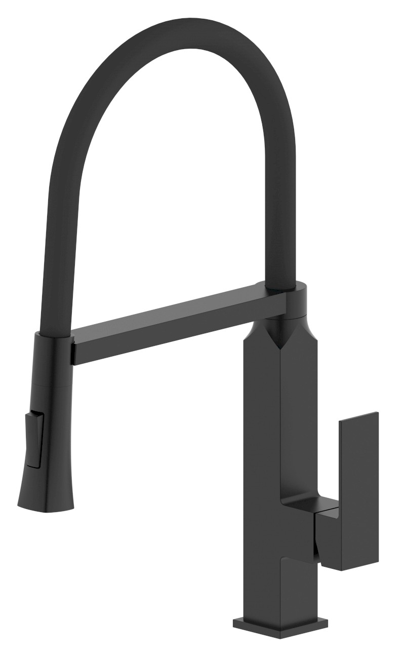 MAYA stojánková dřezová baterie se sprškou, černá mat MA780B