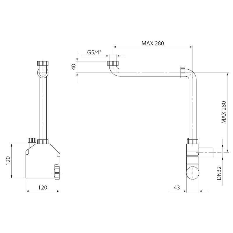 SQUID nábytkový sifon šetřící místo, 5/4