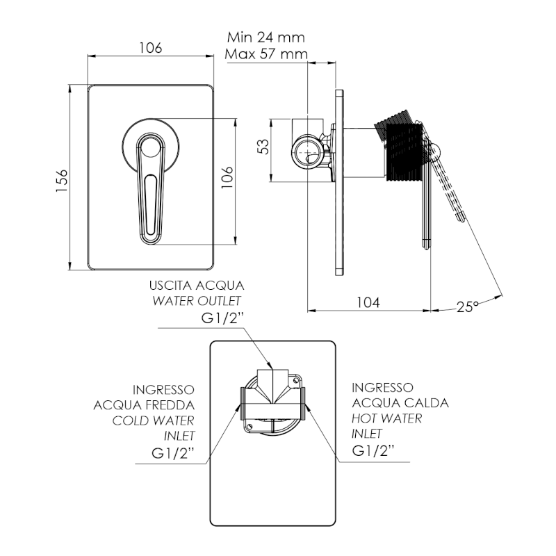 BEBÉ podomítková sprchová baterie, 1 výstup, chrom BB041