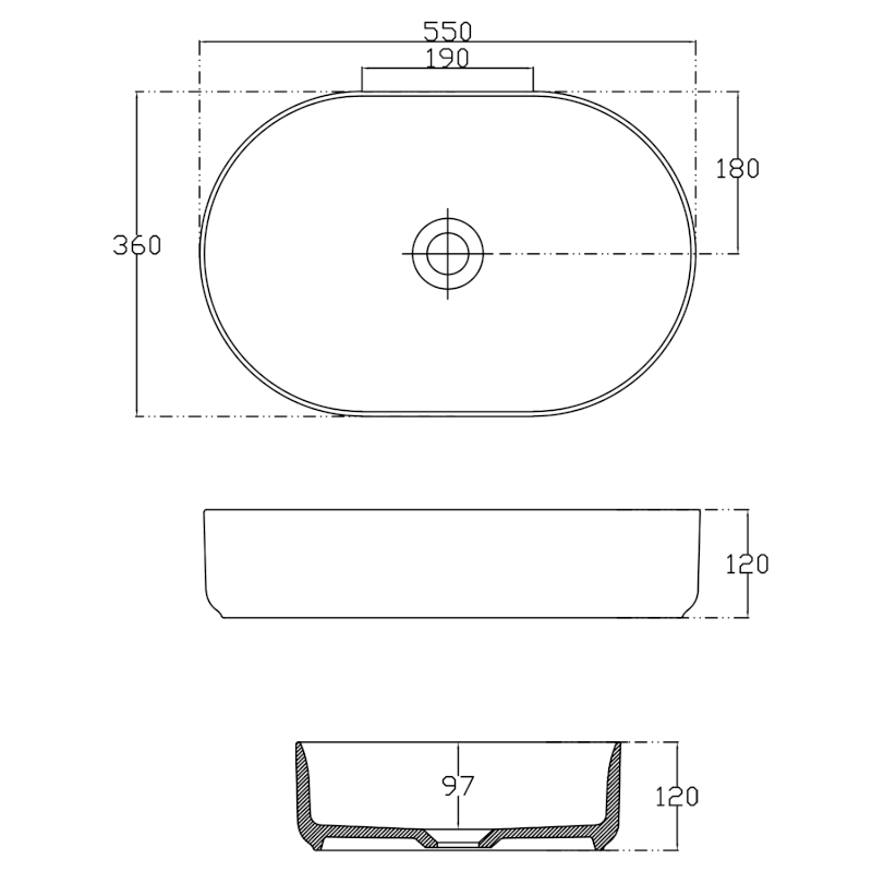INFINITY OVAL keramické umyvadlo na desku, 55x36cm, taupe 10NF65055-2H