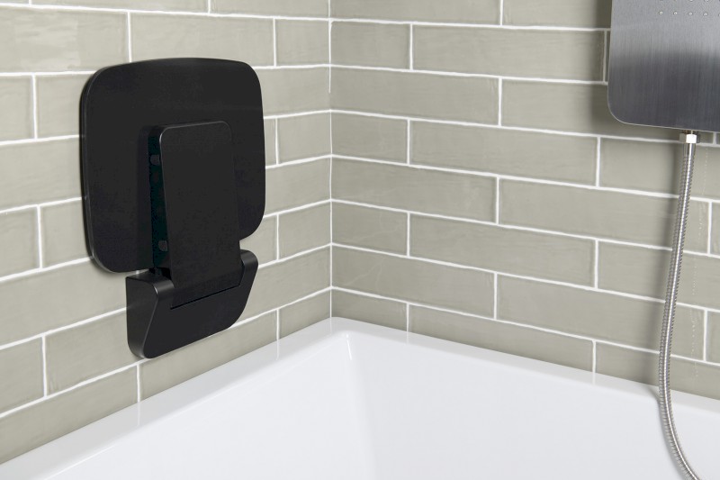 SAAP BLACK sklopné sedátko do sprchového koutu, 35x32,8cm, černá CW1220B