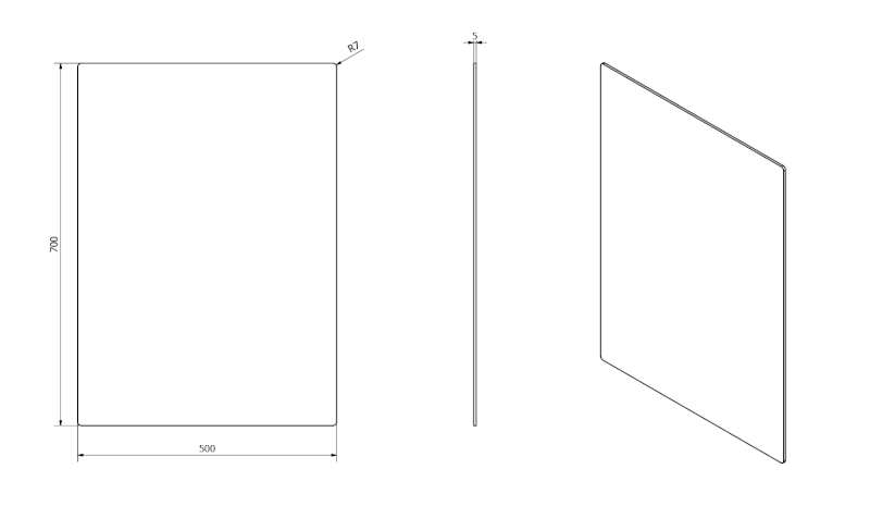 PLAIN zrcadlo s broušenou hranou 50x70cm, zakulacené rohy, CU free 1501-25