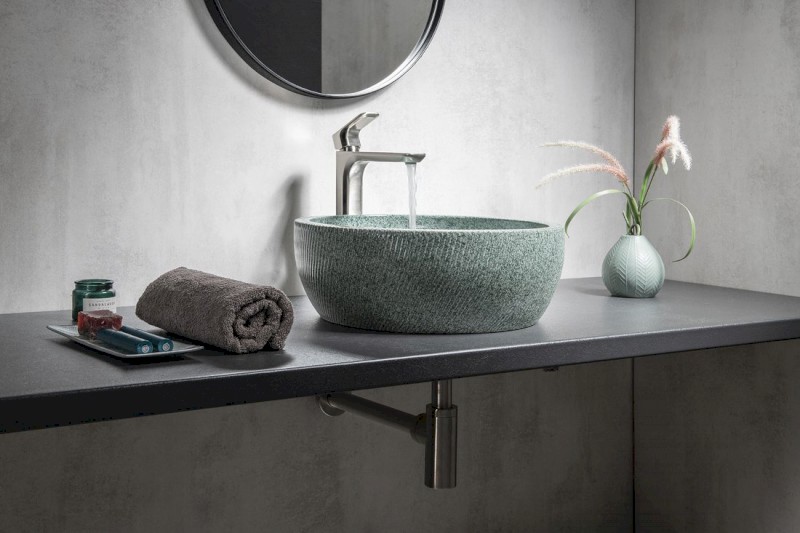 PRIORI keramické umyvadlo na desku, Ø 42 cm, zelená PI013