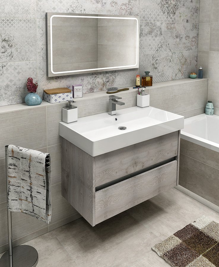 NIRONA umyvadlová skříňka 82x51,5x43 cm, dub Mocca NR085-1212