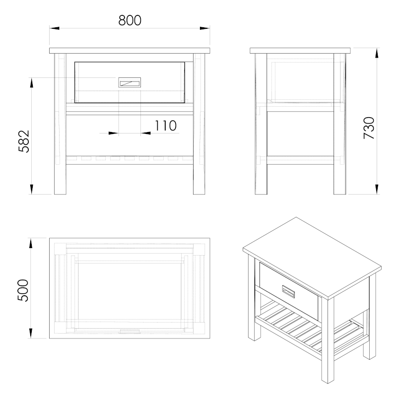 BRAND umyvadlová skříňka 80x73x50cm, mořený smrk BA083S