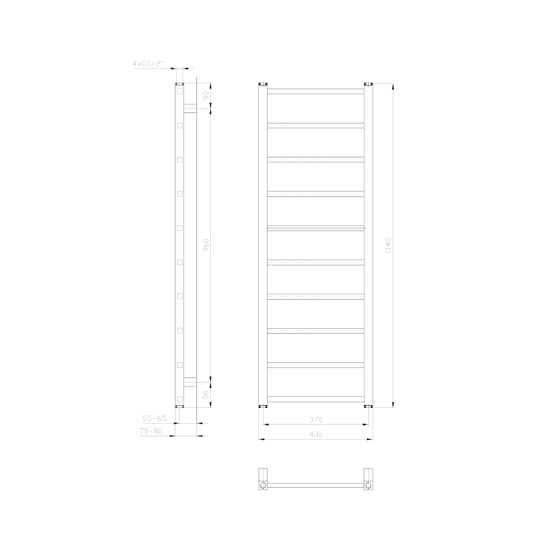 METRO LIGHT otopné těleso 400x1140 mm, bílá IR445T