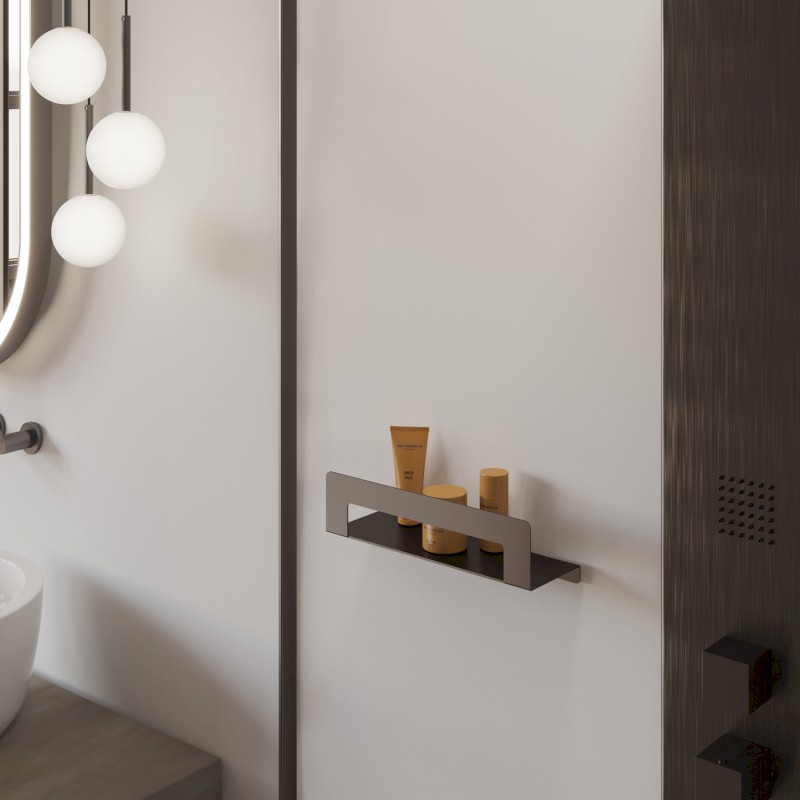 CLEO polička s držákem ručníků 300mm, gun metal 2019813