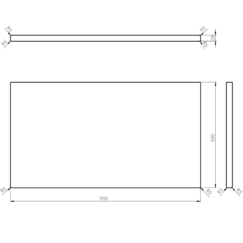 WOODY deska 900x28x500mm, masiv přírodní dub WD090-70