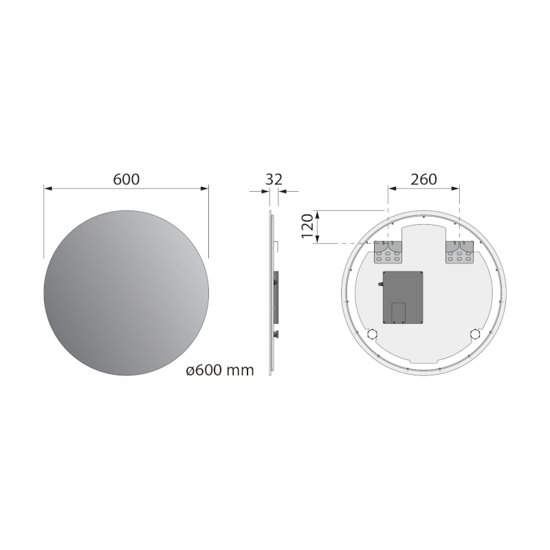 VELUR kulaté zrcadlo s LED podsvícením ø 60cm VR060