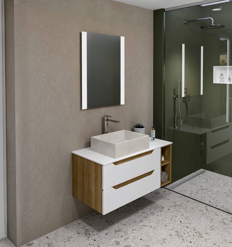 WAVE umyvadlová skříňka 79,7x45x47,8cm, bílá/dub collingwood WA080-3019