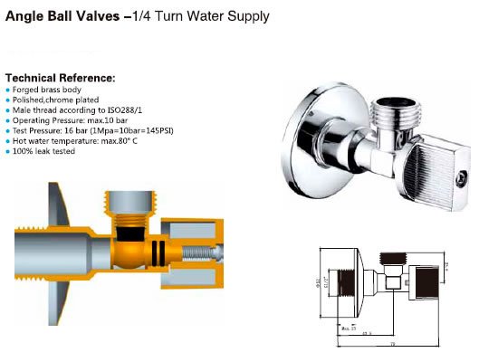 Rohový kulový ventil 1/2