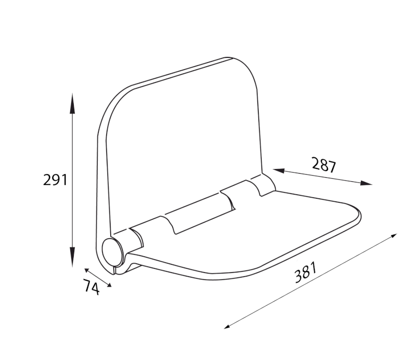 DINO sklopné sedátko do sprchového koutu, 38x29cm, bílá DI82