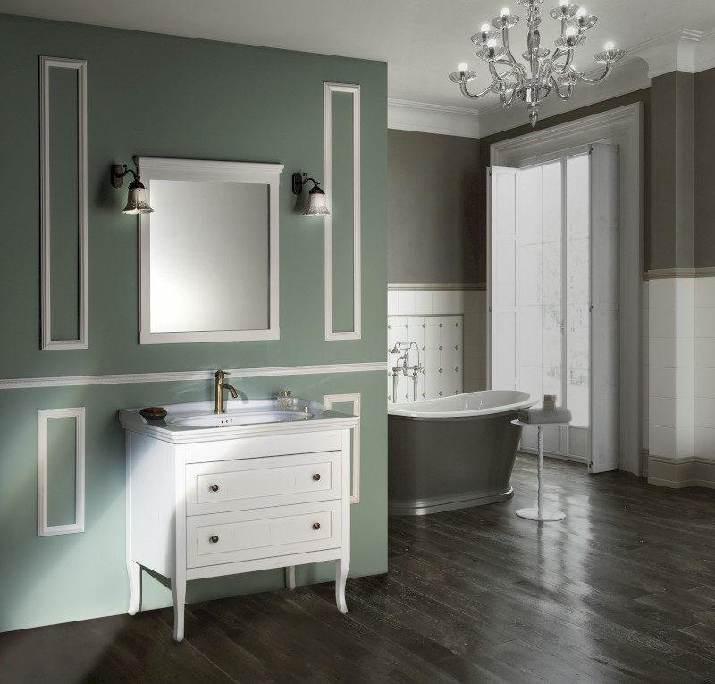 CROSS zrcadlo v dřevěném rámu 70x80cm, starobílá CR212