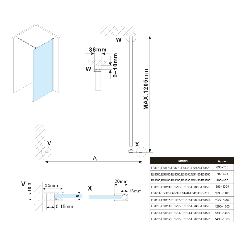 ESCA kouřové matné sklo 667x2100mm ES1470