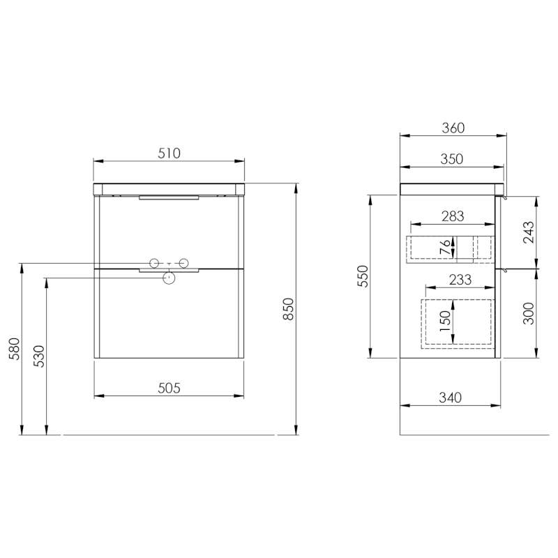 DENEB umyvadlová skříňka 50,5x55x34,5cm, bílá mat DN254