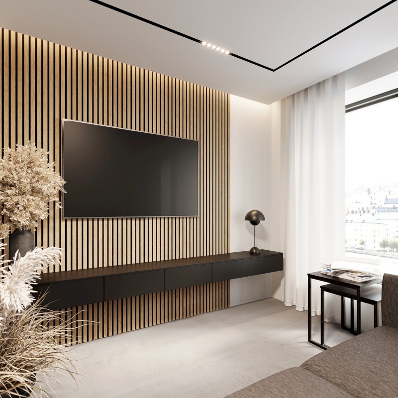 DELUXE akustický panel 2400x520x18mm, dub/černá 54-240-11-86-12