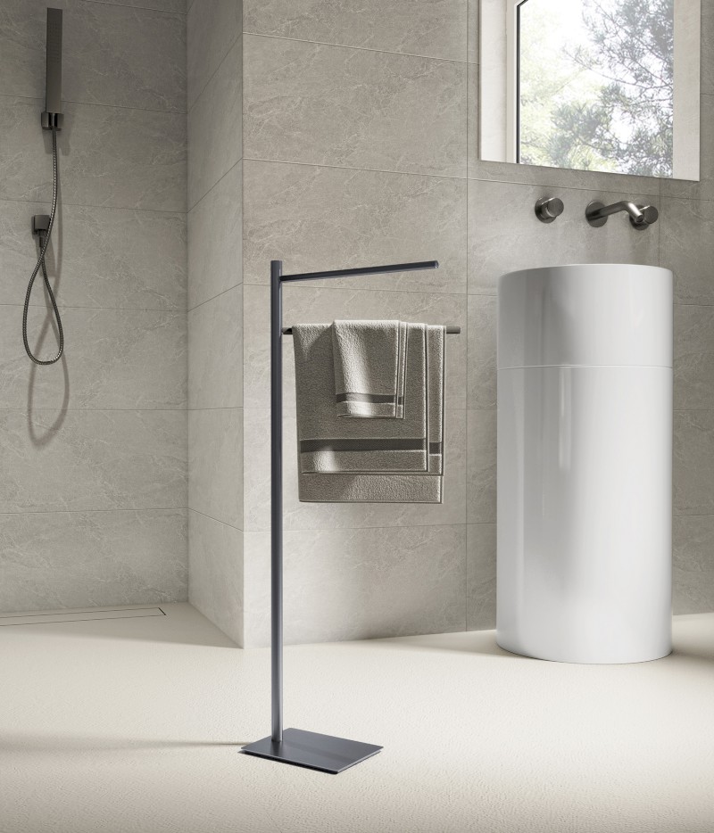 TRILLY stojan s držákem ručníků, hranatý, gun metal TR3181