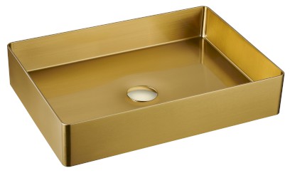 AURUM nerezové umyvadlo na desku, 50x35,2cm, včetně výpusti, zlato mat AU203
