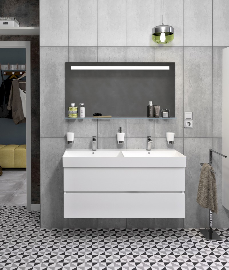 ODETTA umyvadlová skříňka 118x50x43,5cm, dub stříbrný DT120-1111