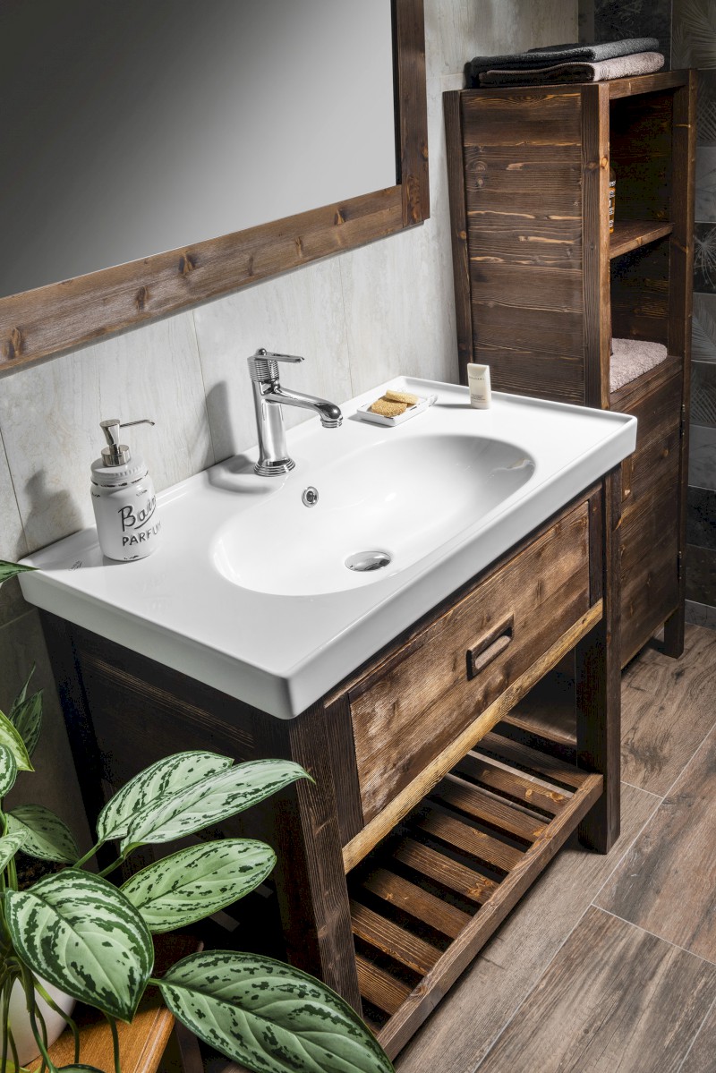 BRAND umyvadlová skříňka 76x83x43cm, mořený smrk BA088S